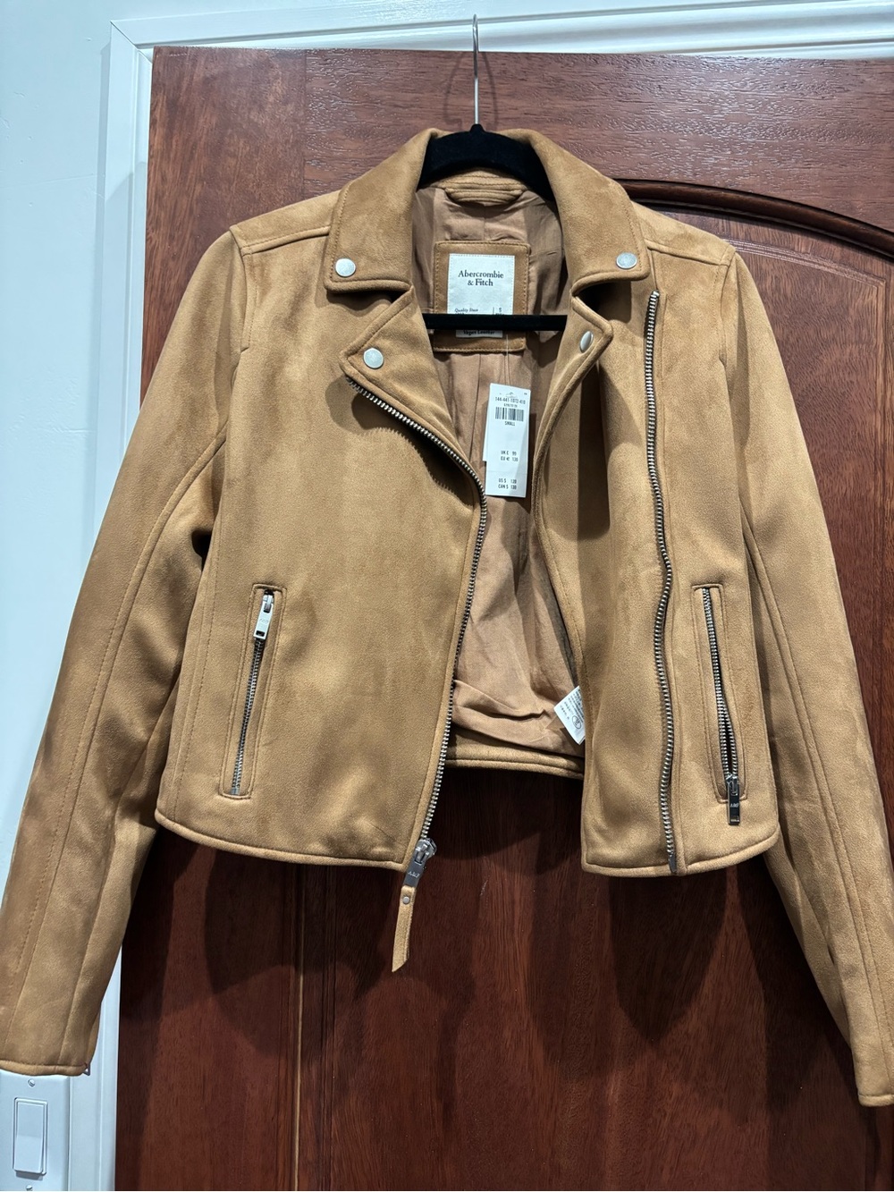 Abercrombie & Fitch Camel Suede-Look Moto Jacket